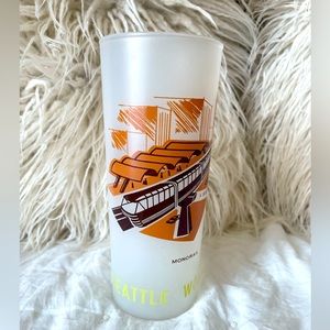 MCM Vintage Seattle WORLDS FAIR 1962 Frosted Drinking Glass Tumbler MCM